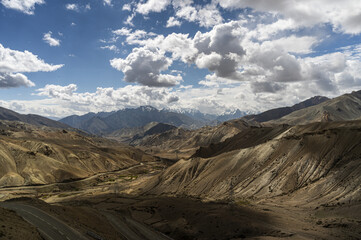 Dramatic Mountain Landscape with Clouds in Ladakh Himalayas