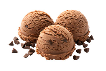 Indulge in decadent chocolate ice cream scoops piled high with rich chocolate chips, a perfect summer treat for any occasion.