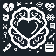 World Mental Health Day Vector with Brain and Awareness Ribbon