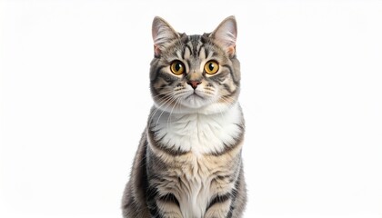 Cute Cat Looking at Camera on White Background