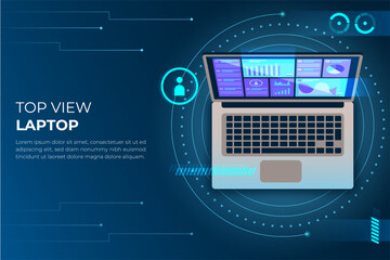 Top view laptop view dashboard tech