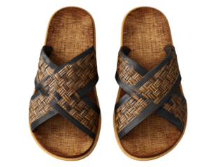  Woven sandals overhead view studio lighting isolated PNG