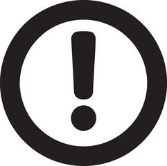 Silhouette vector of circle warning sign with exclamation mark icon for alert and safety.