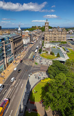 The view of Princes Street from Scott Monument. Edinburgh, Scotland