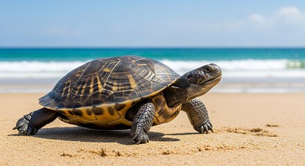 Obraz premium Turtle on Tropical Beach.