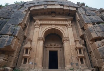Captured the grandeur and intricate detailing of the tomb s facade