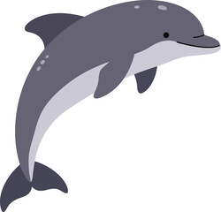 Obraz premium Flat Simple Dolphin Illustration Swimming Creature Mammal Aquatic Marine Animal