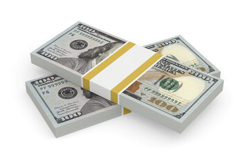 Fototapeta premium American dollar bills on white background. Isolated 3D illustration