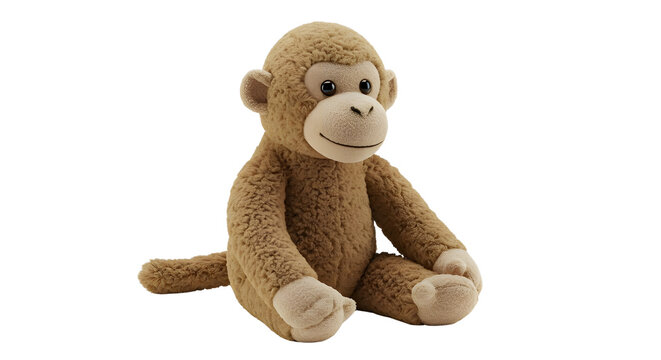 Naklejki Brown stuffed monkey toy for children isolated PNG with Transparent Background