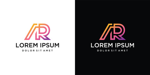 The monogram letter ar logo is made with lines, a design for a luxurious, elegant and simple business.