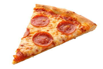 Irresistible pepperoni pizza slice with melted cheese and crispy crust, perfect for culinary inspiration and fast food promotions