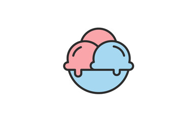 Fototapeta premium A simple, stylized illustration of a bowl filled with three scoops of ice cream.