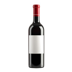 Elegant Red Wine Bottle with Blank Label on White Background