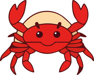 Minimalist Cute Hermit Crab Vector Illustration with Beige Shell and Smiling Face – Adorable Marine Animal Clipart for Children