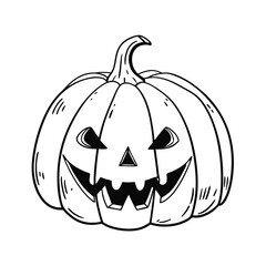 halloween pumpkin Vector art of a black and white illustration of a jackolantern, perfect for halloween with a spooky carved face and classic pumpkin shape, ideal for coloring pages