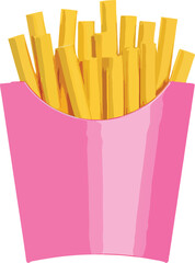 Golden French Fries in Pink Box
