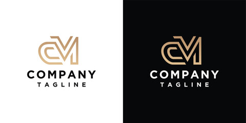 The monogram letter cm logo is made with lines, a design for a luxurious, elegant and simple business.