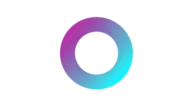 Vibrant abstract purple and cyan gradient circle ring shape graphic design element isolated PNG with Transparent Background