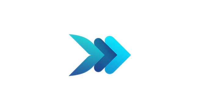 Modern blue arrow symbol representing progress, speed, flow, and digital technology concept. isolated PNG with Transparent Background