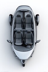 Naklejka premium Overhead view of a small, silver, four-seater vehicle
