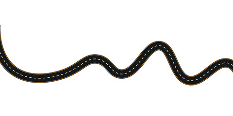 A Long winding and curved road, winding and curved road from a top view isolated from the background, illustration. Vector eps10	
