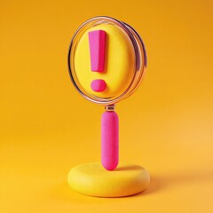 3D magnifying glass with exclamation point