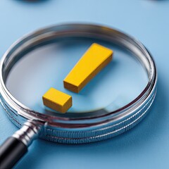 Magnifying glass focuses on a yellow exclamation point (1)