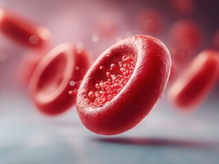 Dynamic flow of red blood cells in arteries human body medical illustration scientific environment close-up view health concept