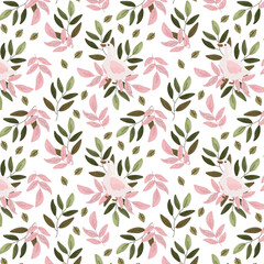 pattern, seamless, flower, floral, wallpaper, vector, leaf, decoration, design, ornament, illustration, art, vintage, nature, textile, texture, spring, plant, summer, decor, pink, retro, repeat, branc