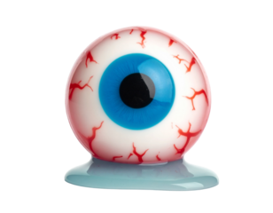 Eyeball candy with dripping slime, isolated PNG