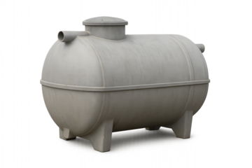 Large Septic Tank Isolated on Transparent Background, Realistic Wastewater Treatment Equipment Illustration