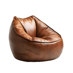 Modern Leather Bean Bag Seat Chair Isolated on White Background