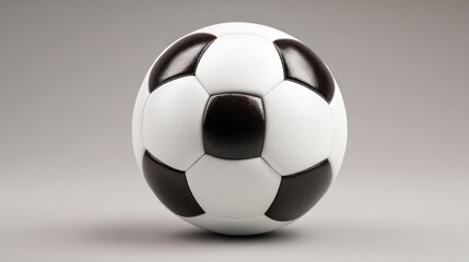 Classic Black and White Soccer Ball on Simple Background