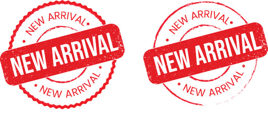 Two red new arrival stamps on a white background for product promotion design