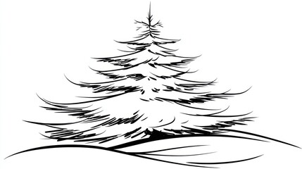 Elegant black and white christmas tree illustration