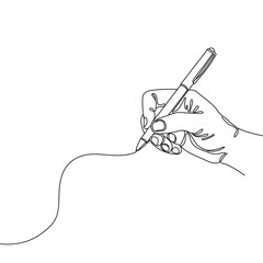 Continuous line art hand writing icon creative vector illustration.