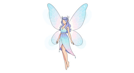 Elegant Fairy with Butterfly Wings and Crown Illustration.