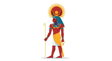 Egyptian God Ra with Sun Disc and Staff.