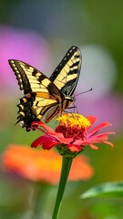 Butterfly on vibrant flower