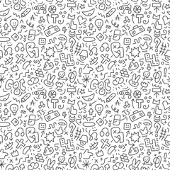 Street style funny kid's doodle lines drawings seamless background