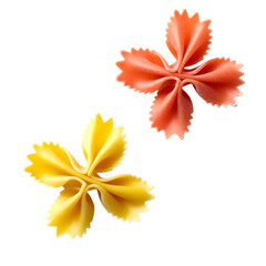 Vibrant Colorful Farfalle Pasta on White Background for Food Photography and Design Projects