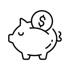 Money savings, budgeting, and ecommerce finance, piggy bank icon design