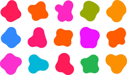 Collection of colorful organic blob shapes isolated on a white background, modern abstract design elements
