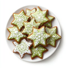 Obraz premium Decorated gingerbread stars on a plate