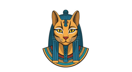 Stylized Illustration of Egyptian Cat Goddess Bastet.