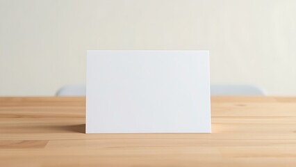 A simple blank card on a wooden surface, embodying minimalist elegance with soft lighting.