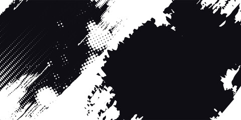 Vector grunge texture. Grunge black and white texture of black brush strokes on white paper or background. A black and white painting