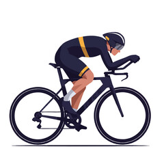 Sleek Vector Illustration of a Cycling Athlete in Aerodynamic Tuck Position - Modern Flat Design for Speed and Efficiency