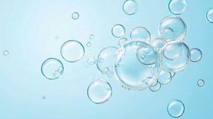 A collection of soap bubbles drifting gracefully in the sky.