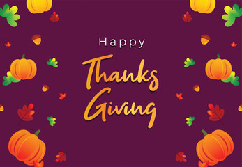 Happy Thanksgiving Greeting with Pumpkins and Foliage